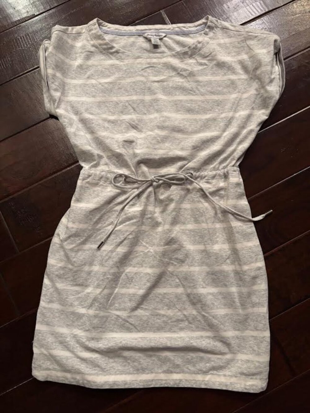 Tommy Bahama Women’s White & Gray Striped Drawstring Mini Dress - Size Small